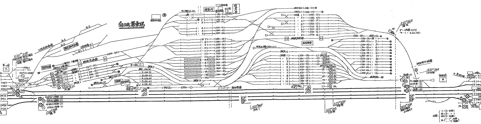 向日町運転所配線図: 懐かしい駅の風景～線路配線図とともに