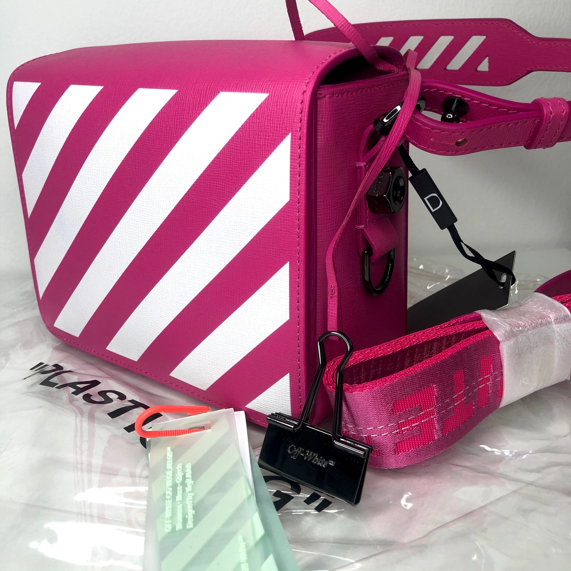 Off-White C/O Virgil Abloh 19SS Pink Stripe Shoulder Bag – The