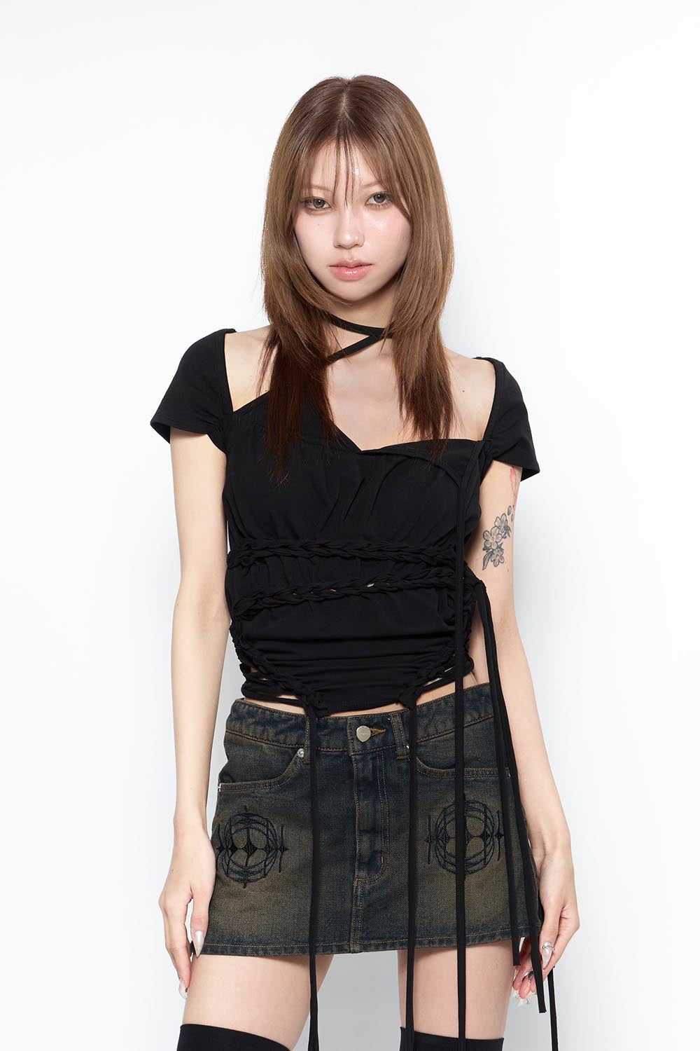 THEREDTHREAD / ザレッドスレッド】S snake laceup tops