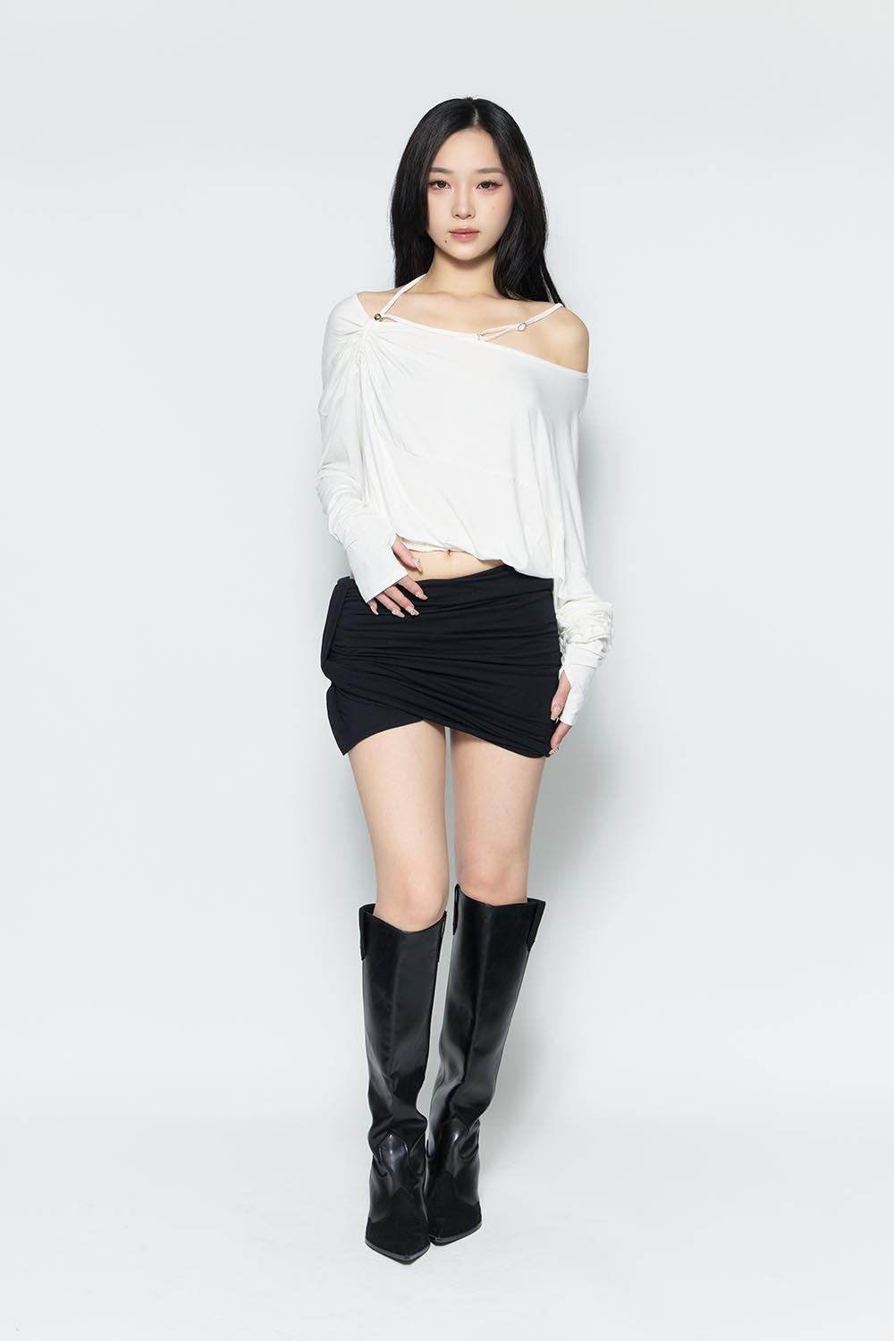 THEREDTHREAD / ザレッドスレッド】S drape ribbon shorts