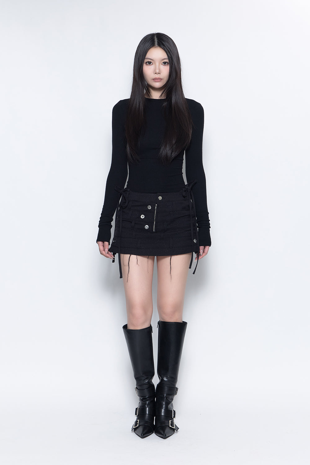 THEREDTHREAD / ザレッドスレッド】S layered panel skirt mini