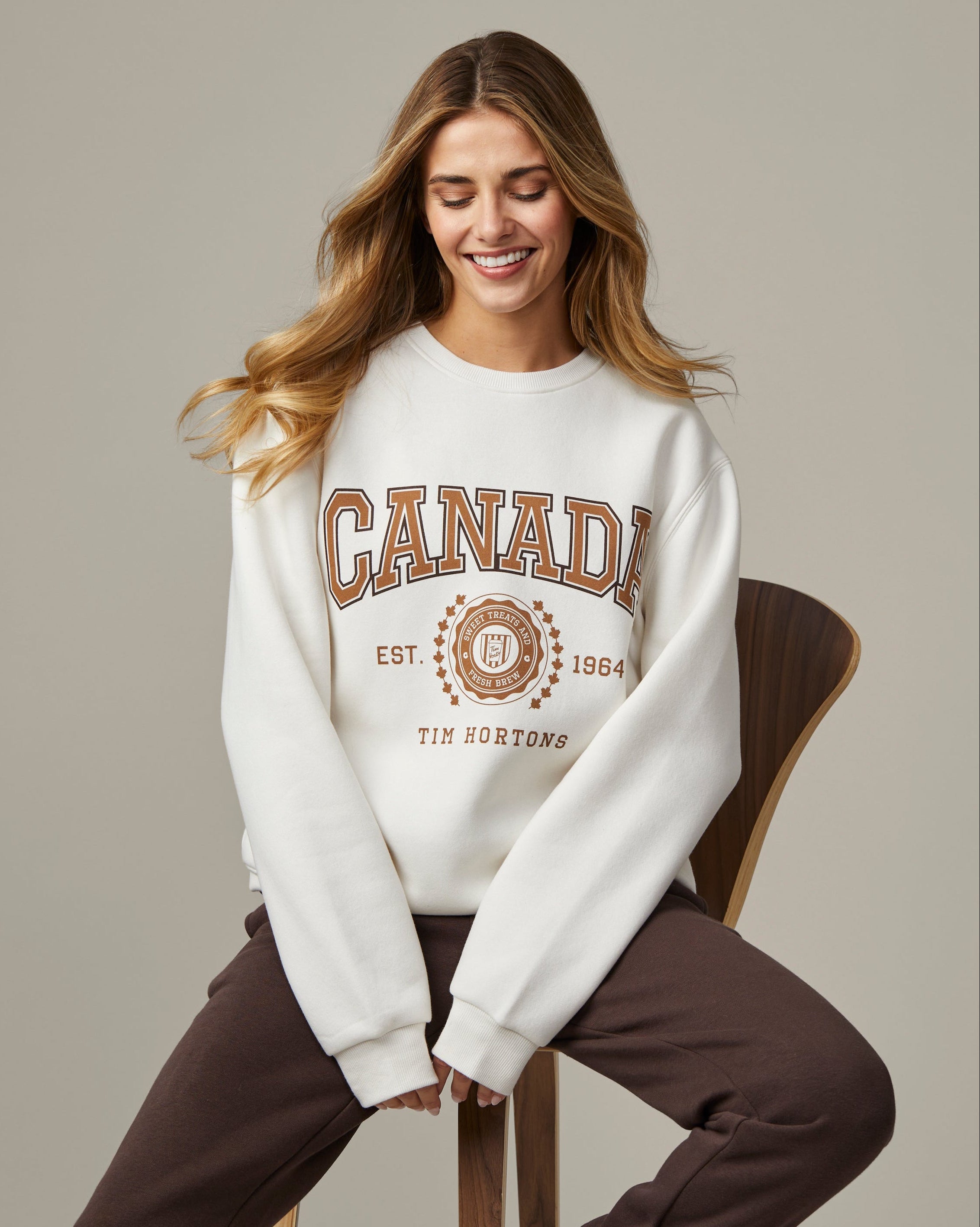 Tim Hortons Crewneck Sweatshirt | Canada Unisex Crewneck | Cream