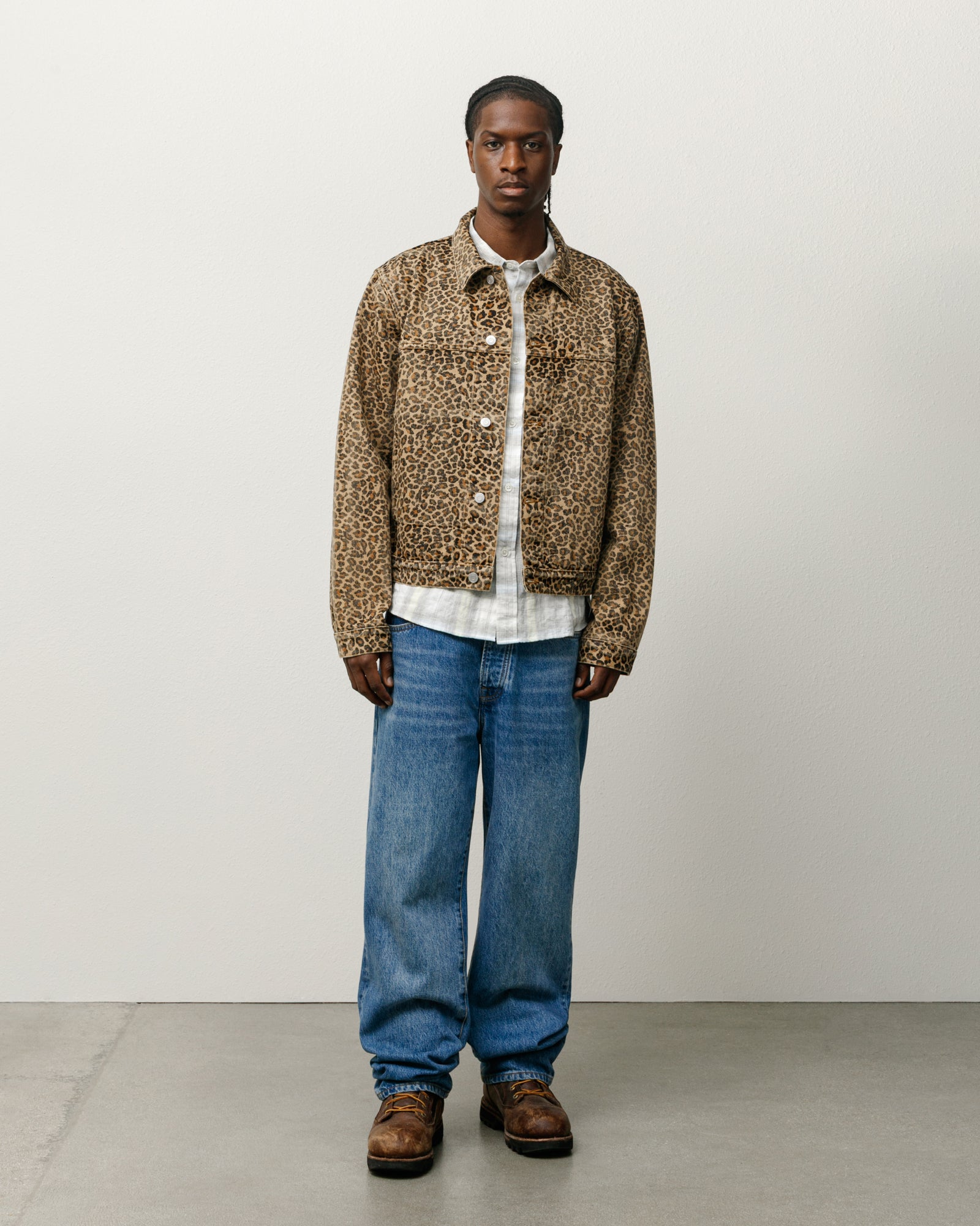 Trucker Jacket Denim – Leopard | Outerwear | Stüssy UK