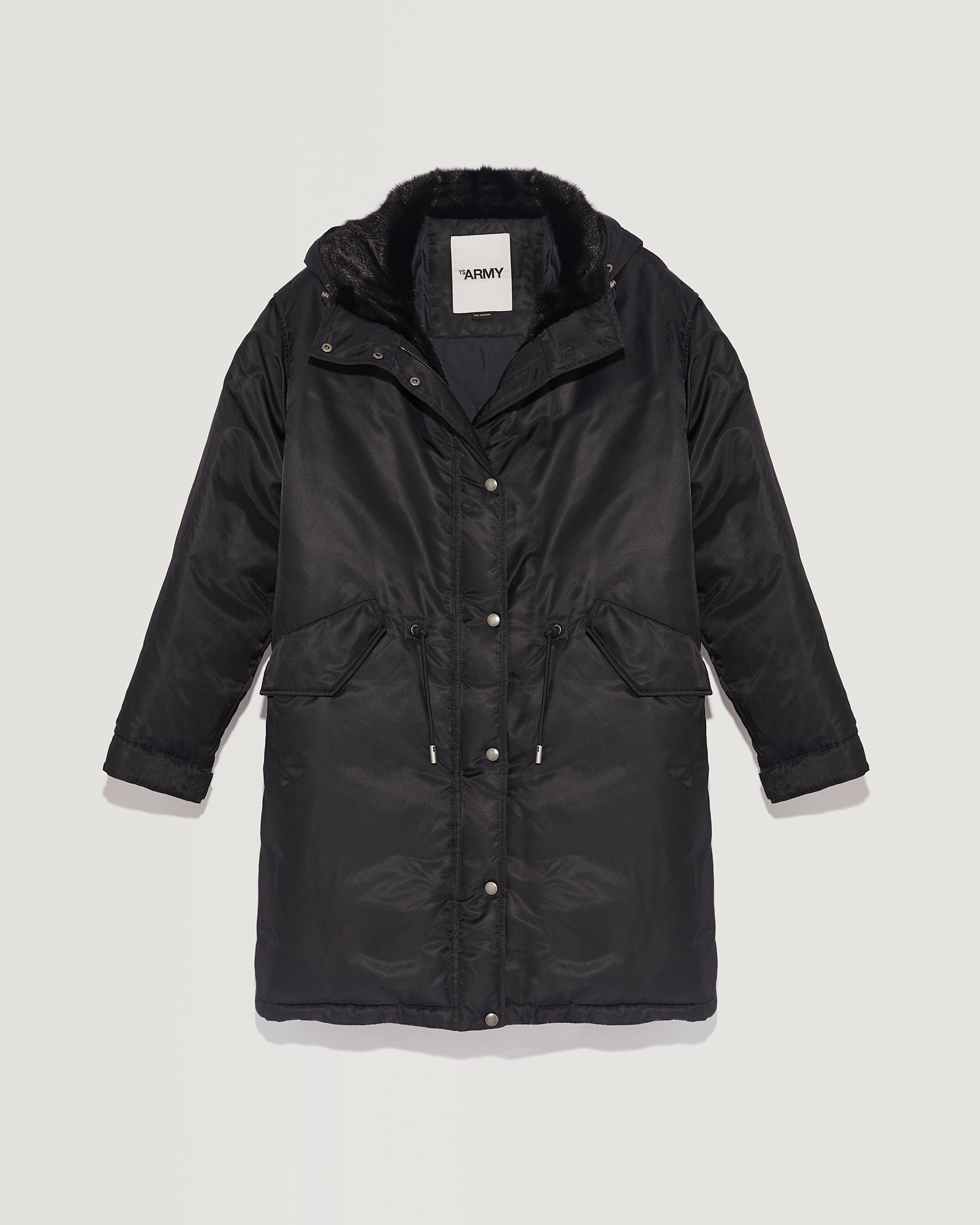 Long parka with mink fur trim - black - Winter sale – Yves Salomon US