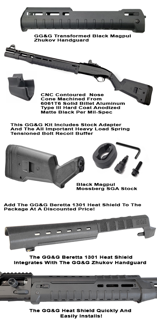 Beretta 1301 Black Zhukov Handguard And Black Magpul Stock Package |