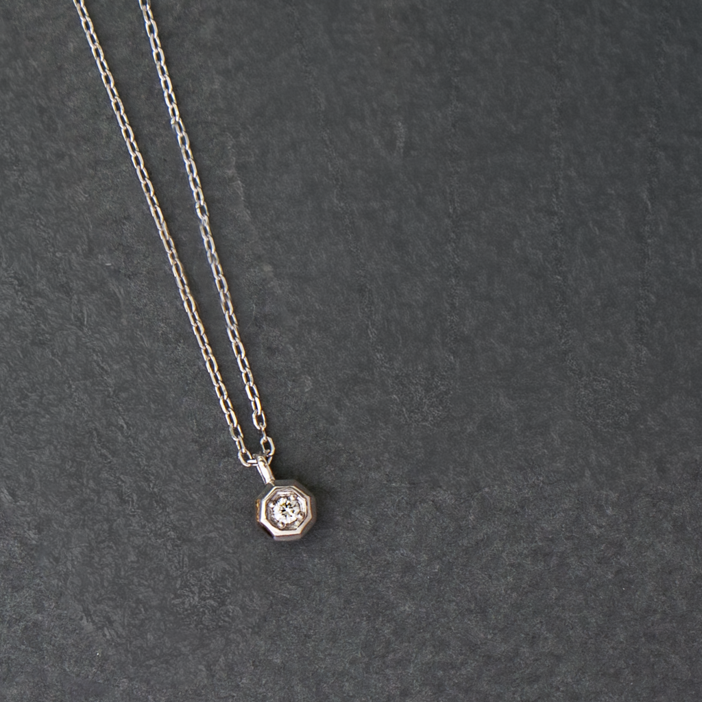 K10WG ダイヤモンド ネックレス 八角形