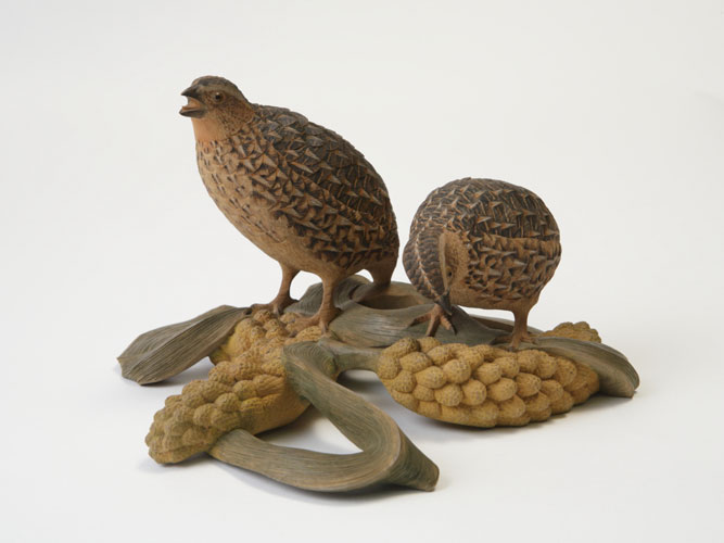 上野玉水 粟に鶉 - 古美術 鐘ヶ江 - Collections -