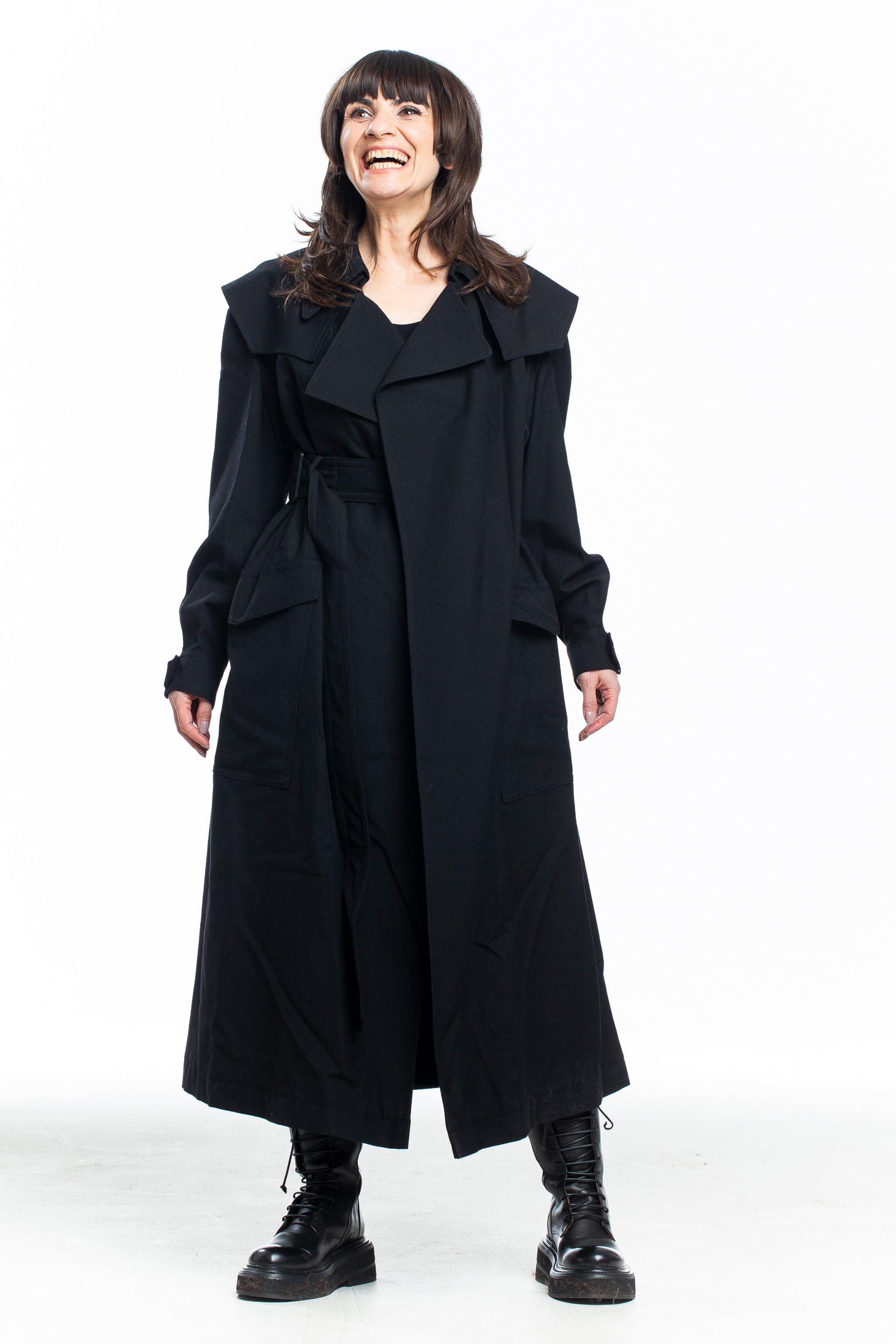 Y's Yohji Yamamoto women's avant-garde coat with belt black
