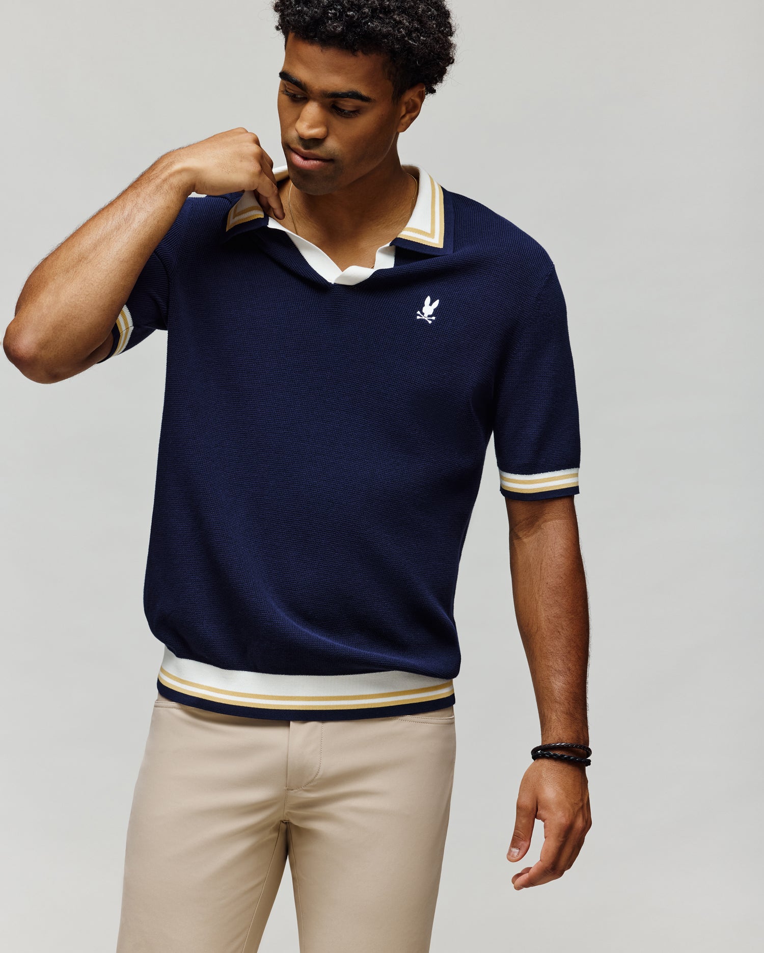 Men's Carter Sweater Polo in Blue | Psycho Bunny