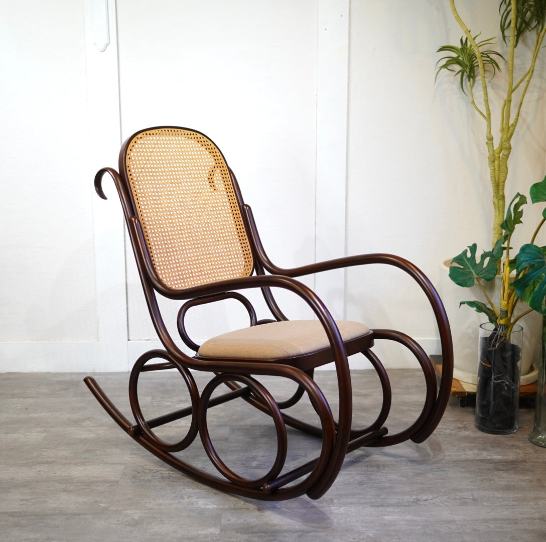 秋田木工 ベントウッド ロッキングチェア 曲木 籐編み 安寧椅子 中古