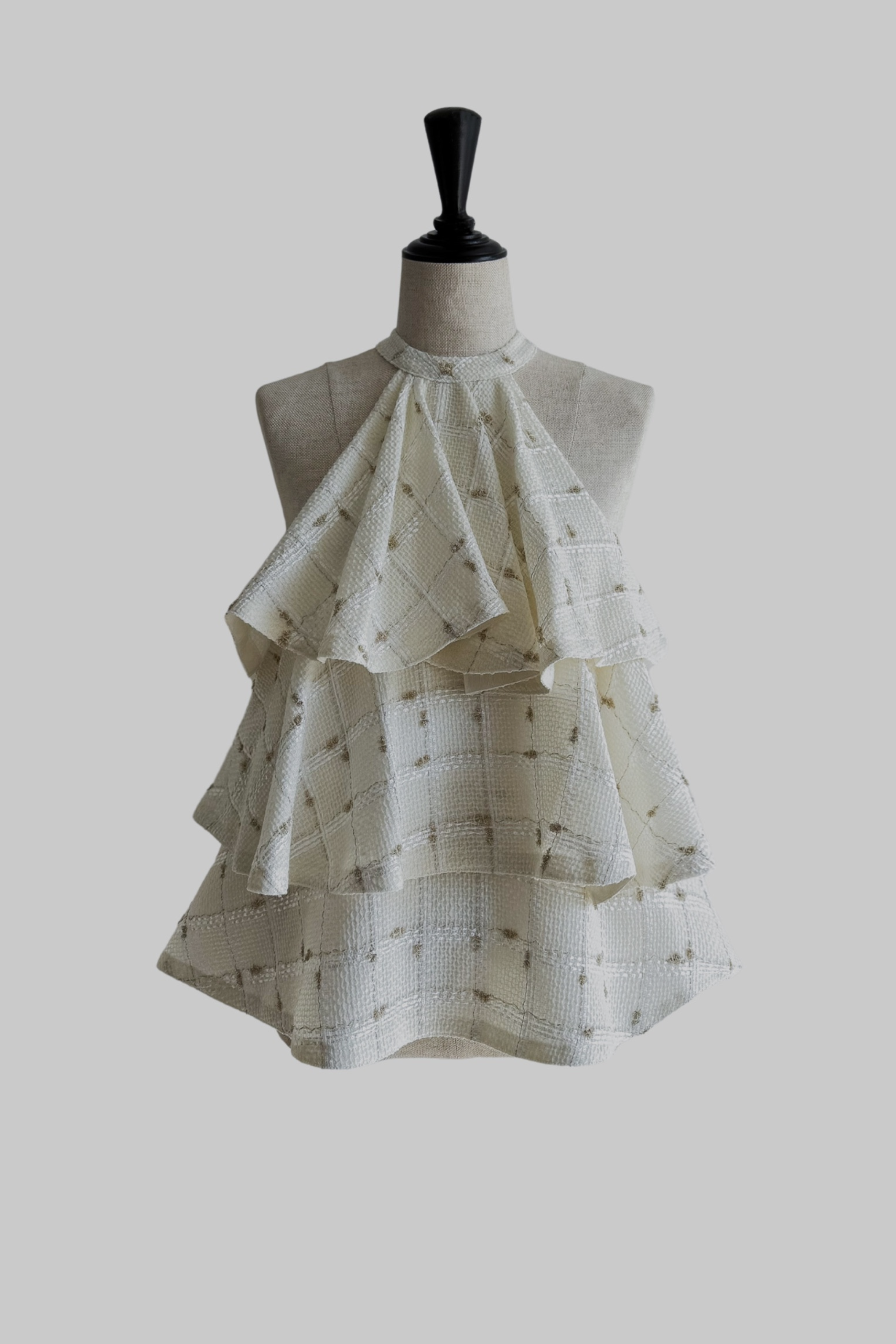 candy check tweed ruffle frill tops – shéller / シェリエ