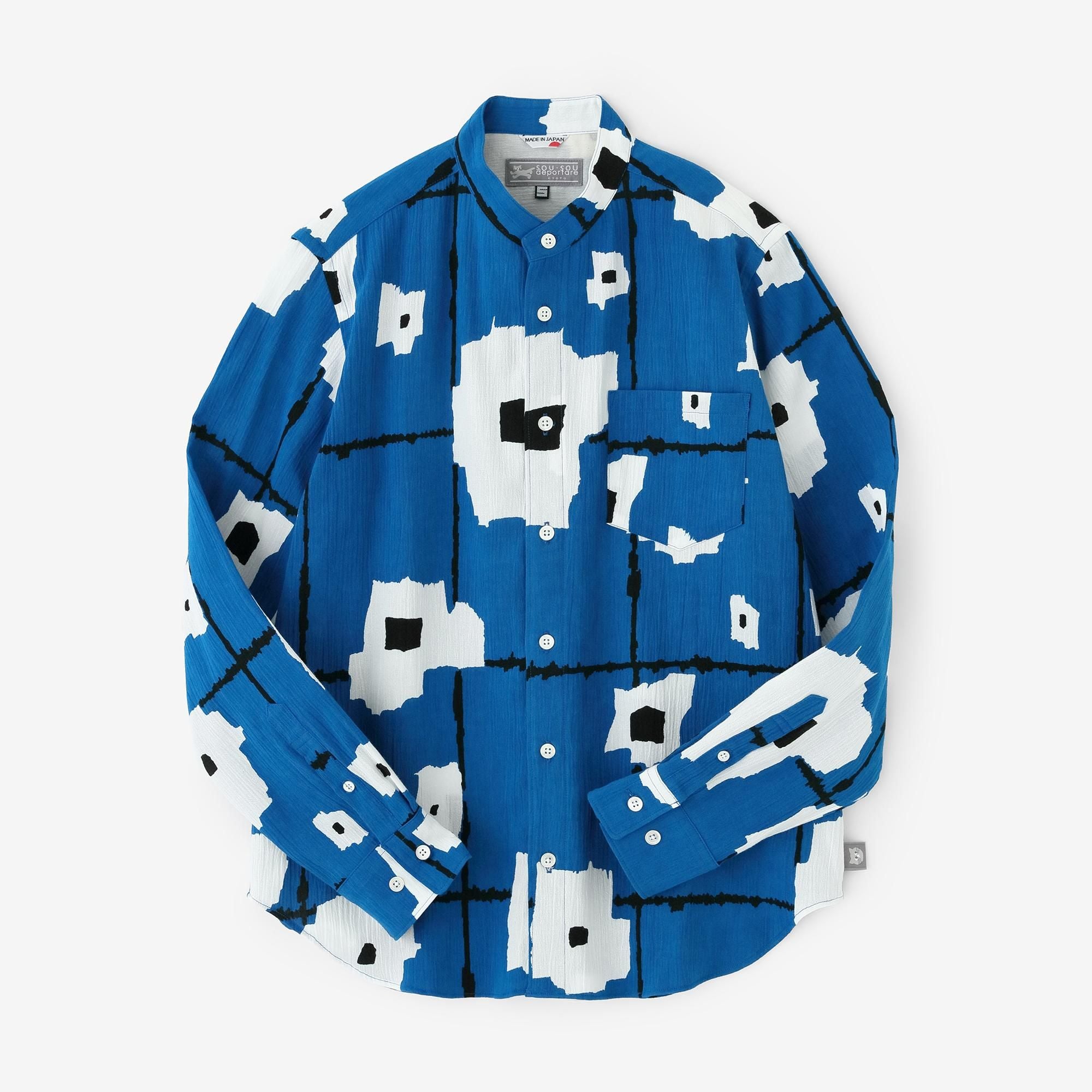 高島縮 20/20 スタンドカラーシャツ／天花（てんか）