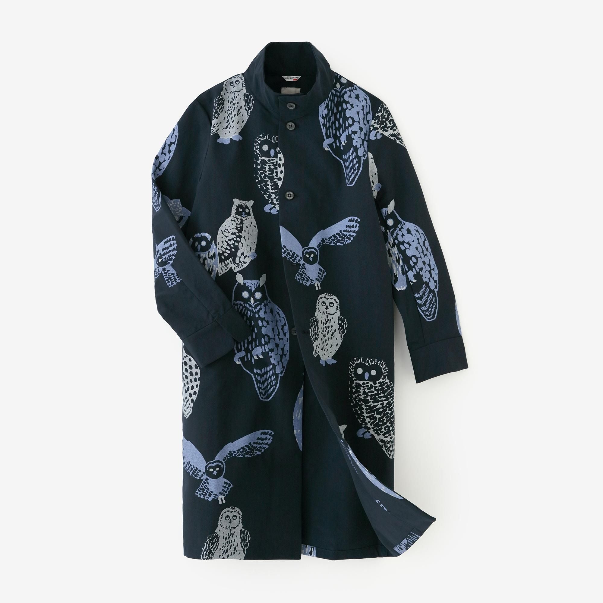 ウェザークロス スタンドカラー ロングコート／ふくろう 深紺（しんこ