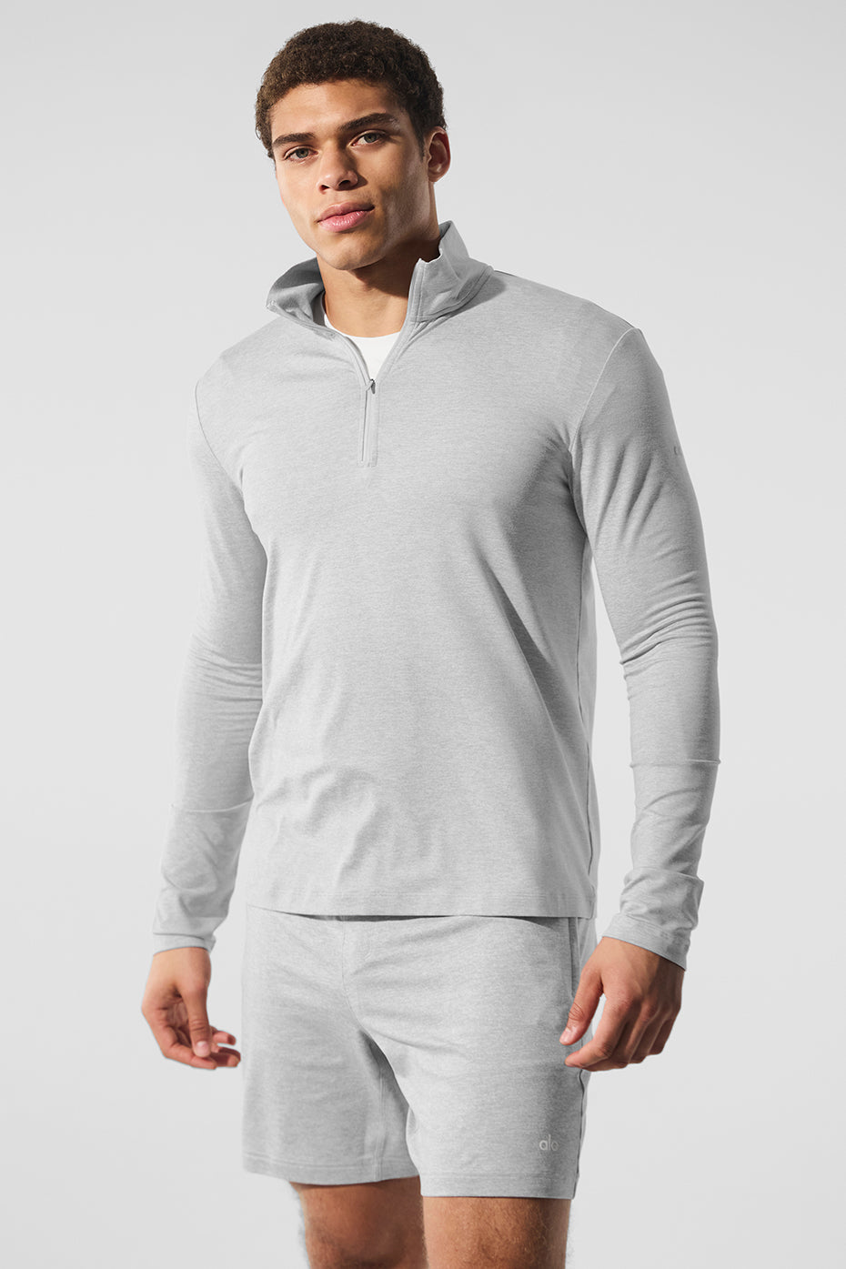 Conquer 1/4 Zip Reform Long Sleeve - Athletic Heather Grey | ALO