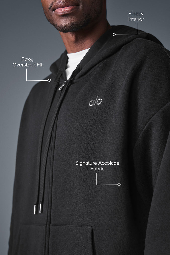Accolade Full Zip Hoodie - Black | ALO