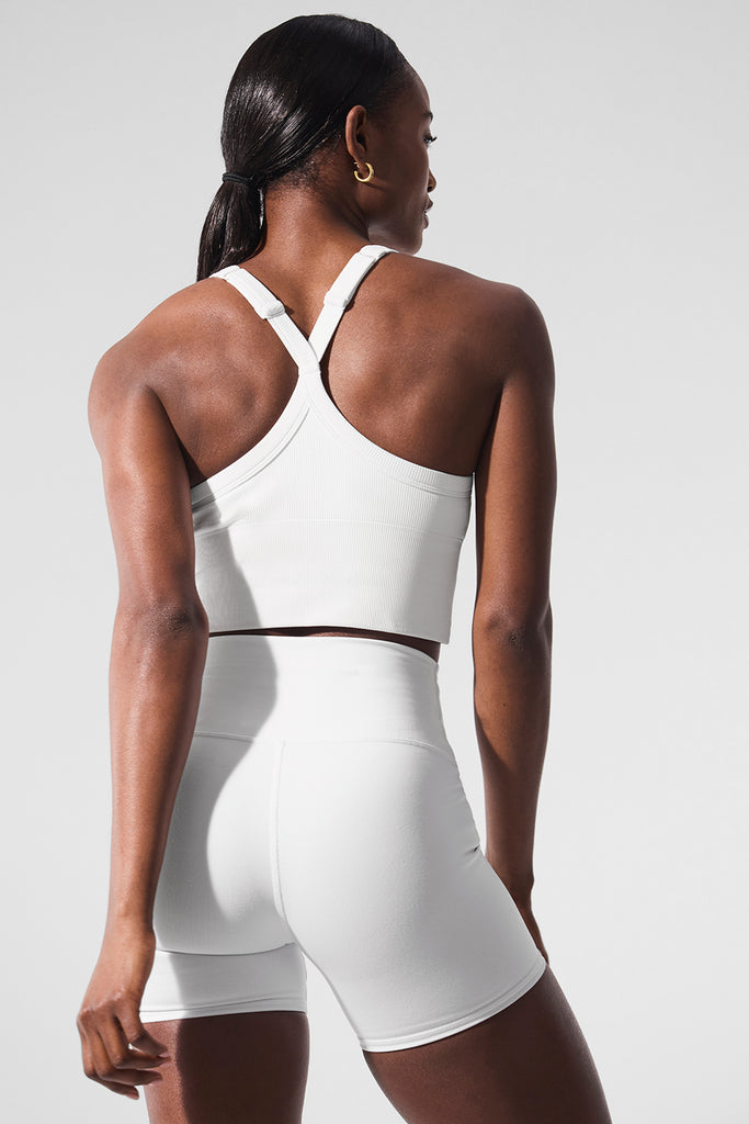 Seamless Ribbed Favorite Bra Tank - White | ALO