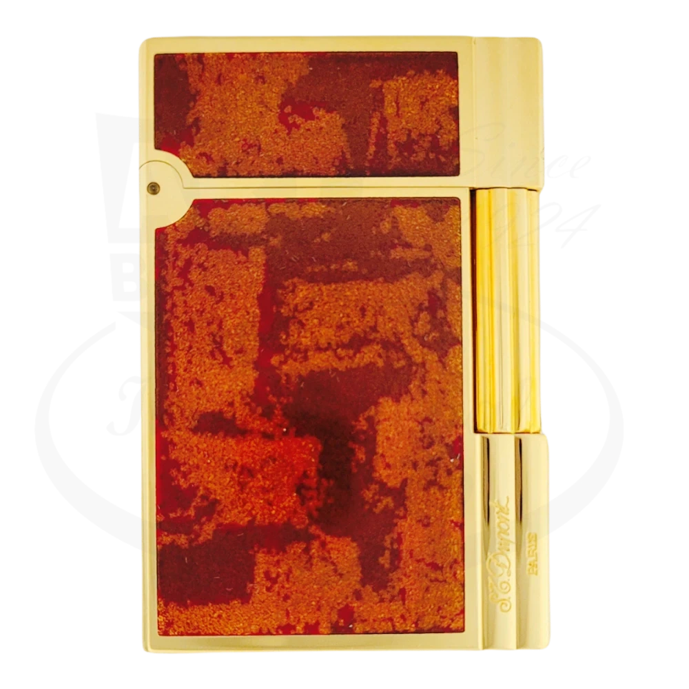 S.T. Dupont Gatsby Brown/Orange Lacquer and Gold Dust Gold Lighter