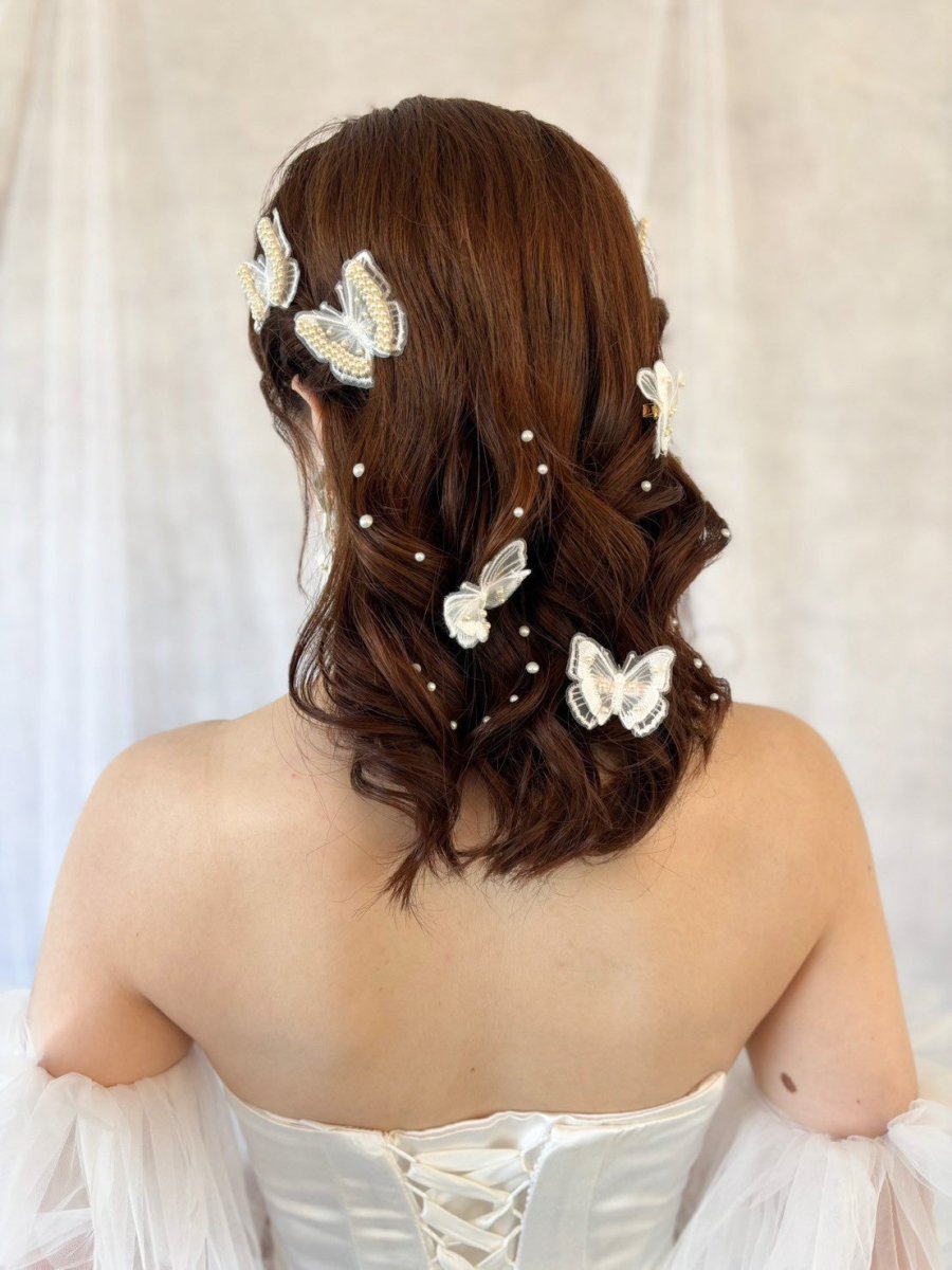 バタフライヘアクリップ 蝶ヘアピン ブライダル 成人式 卒業式
