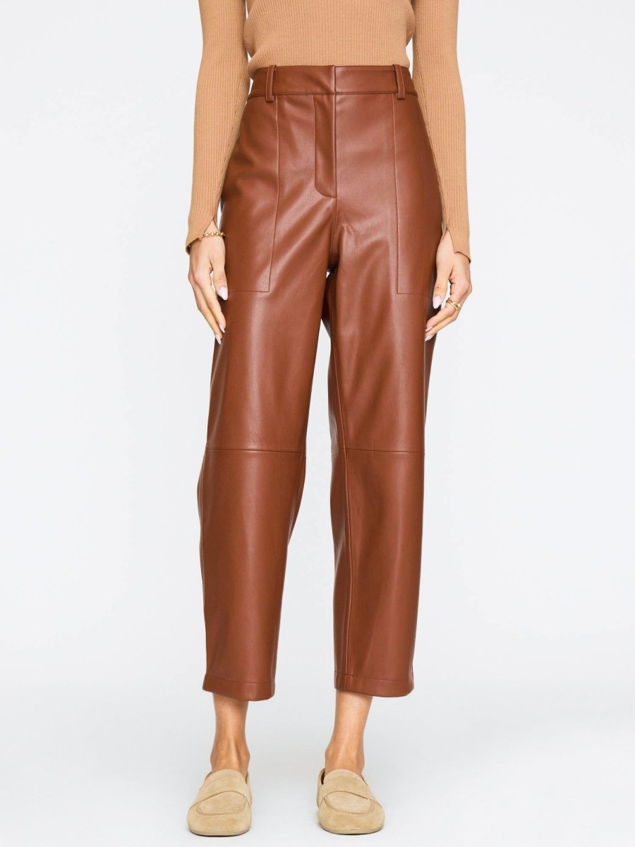 Women's Stone Vegan Leather Pant in Cognac | Brochu Walker