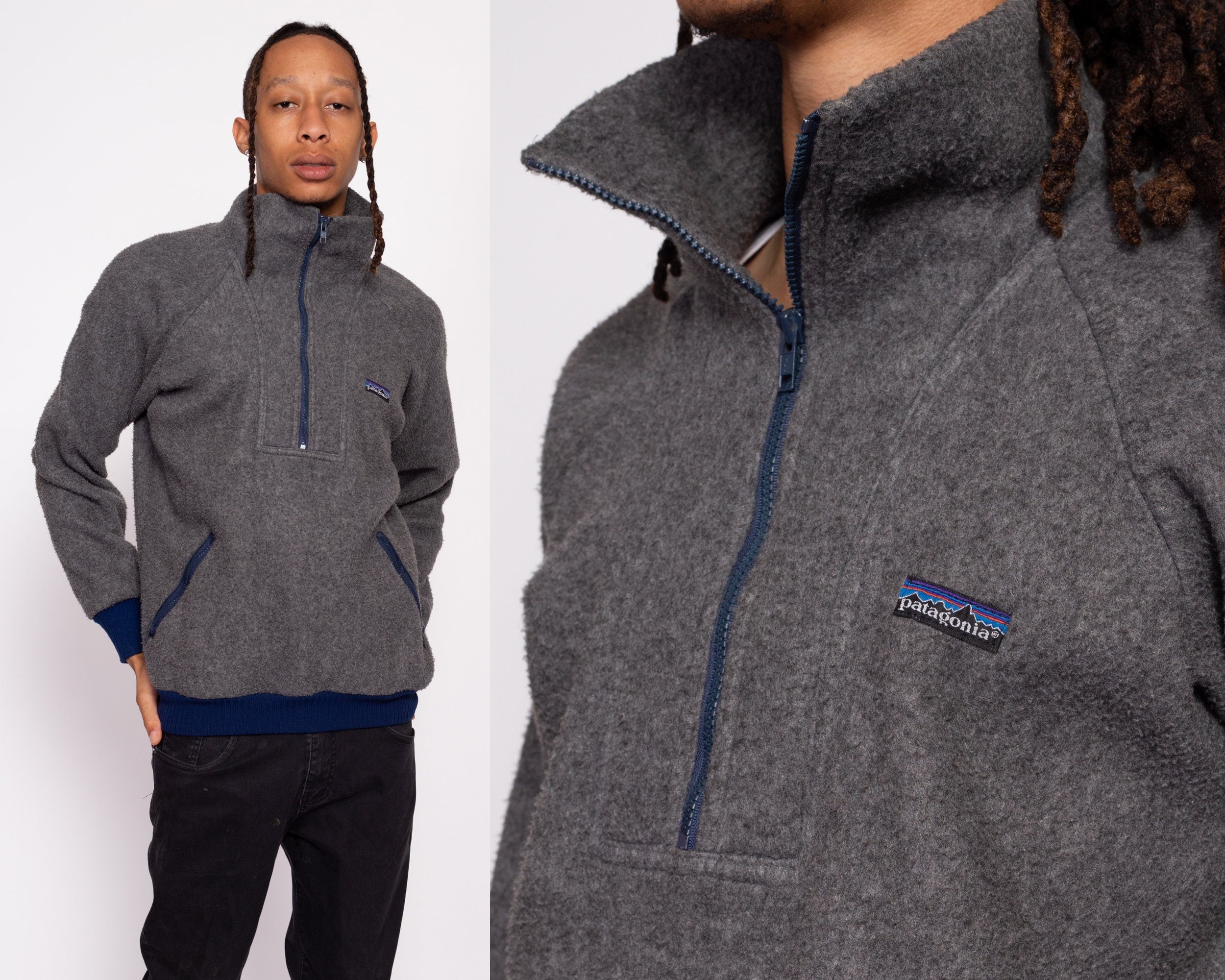 80s Patagonia Fleece Half Zip Sweatshirt - Men's Medium – Flying