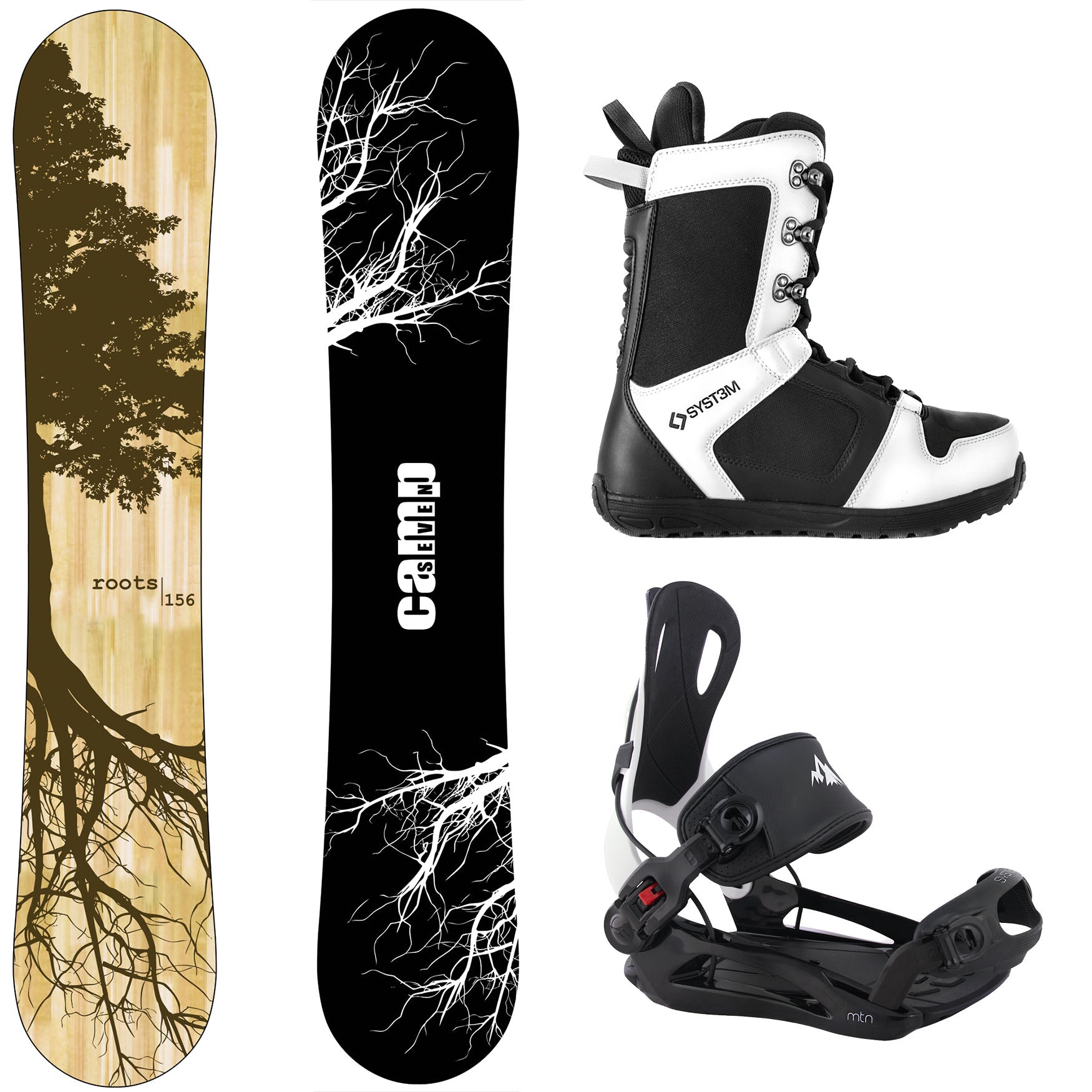 2026 Complete Snowboard Package - Camp Seven Roots, APX Boots, MTN