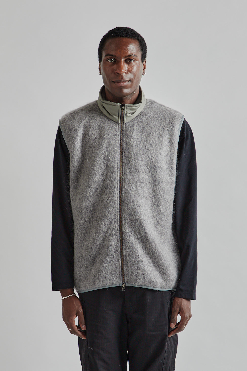 Nanamica Zip-Up Mohair Vest - Heather Gray | Wallace Mercantile Shop