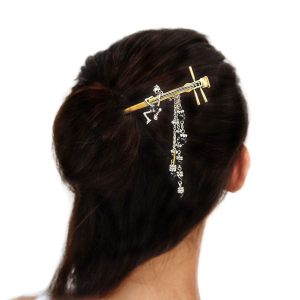 三味線銀髑髏簪｜普段使いの簪・ヘアアクセサリーブランド［かんざし屋