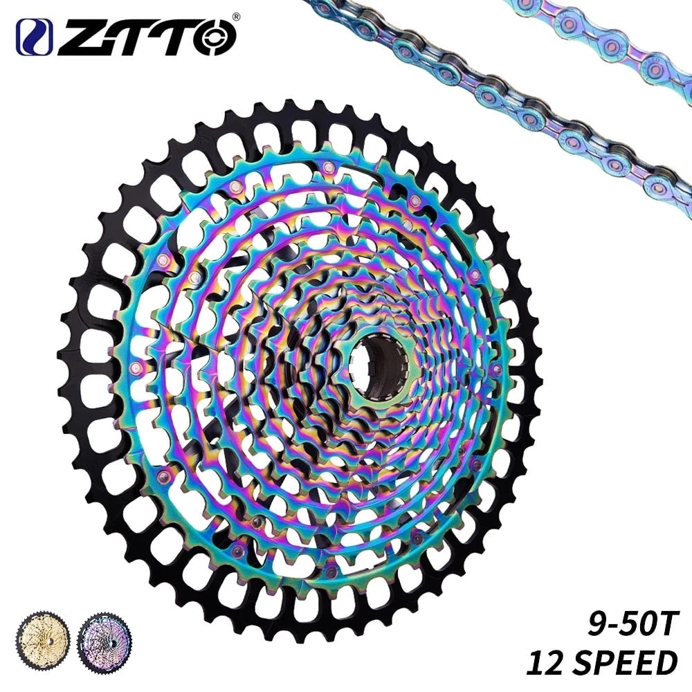 ZTTO MTB XD 12 Speed 9-50T Cassette Ultralight CNC Steel Rainbow Golde