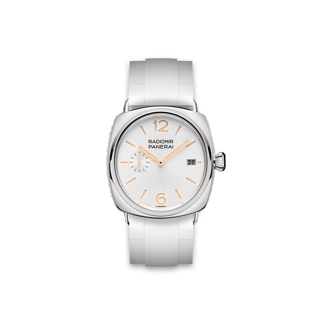 24mm Straight Rubber Strap For Panerai Radiomir Quaranta White
