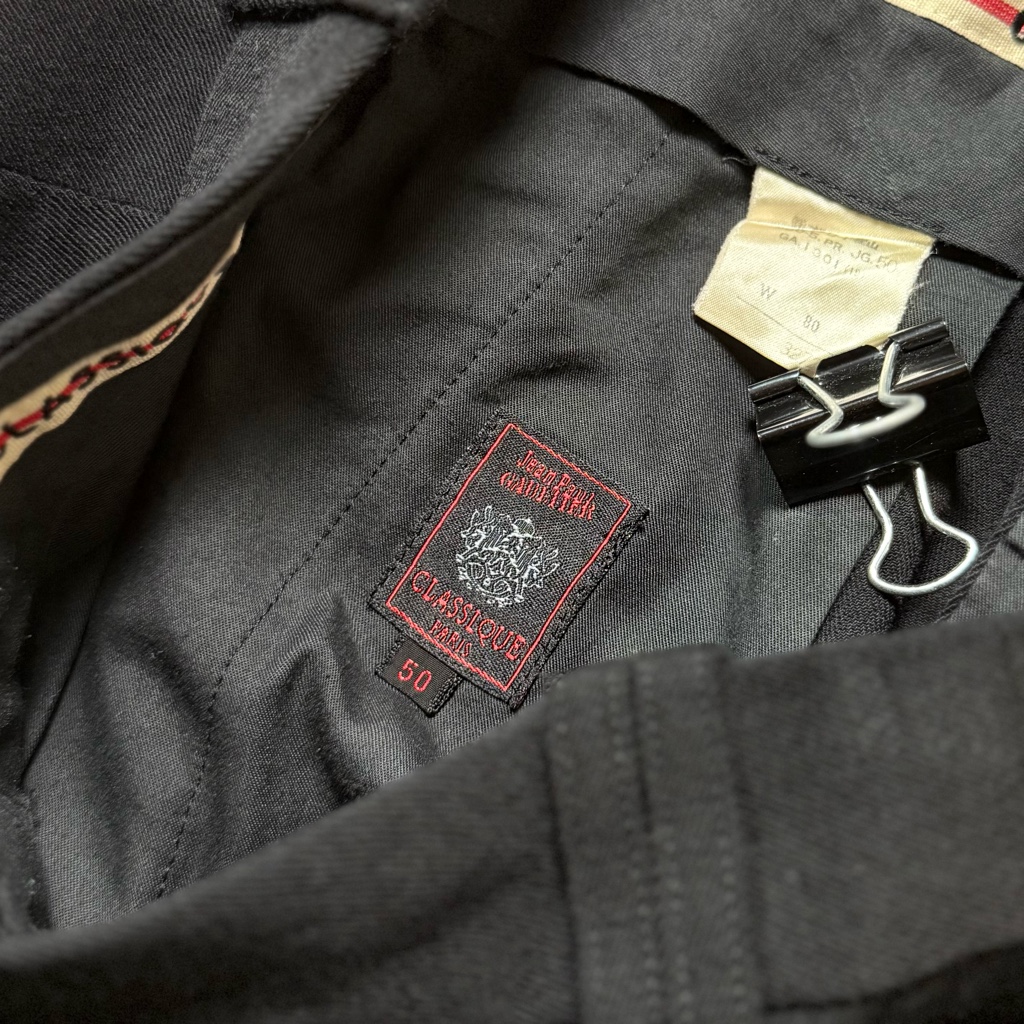 Jean Paul GAULTIER 90's ウールワイドスラックス 黒 - ARCHIVESTOCK