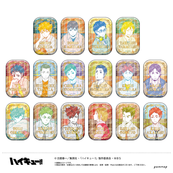 ハイキュー!!スクエア缶バッジ【BOX】（オフショット×カラー第一弾