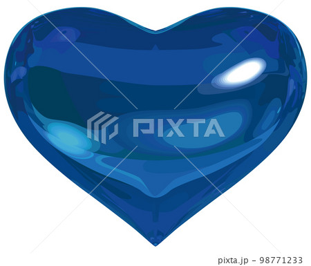 青ガラスの立体的なハートオブジェクト ベクターイラストレーションの