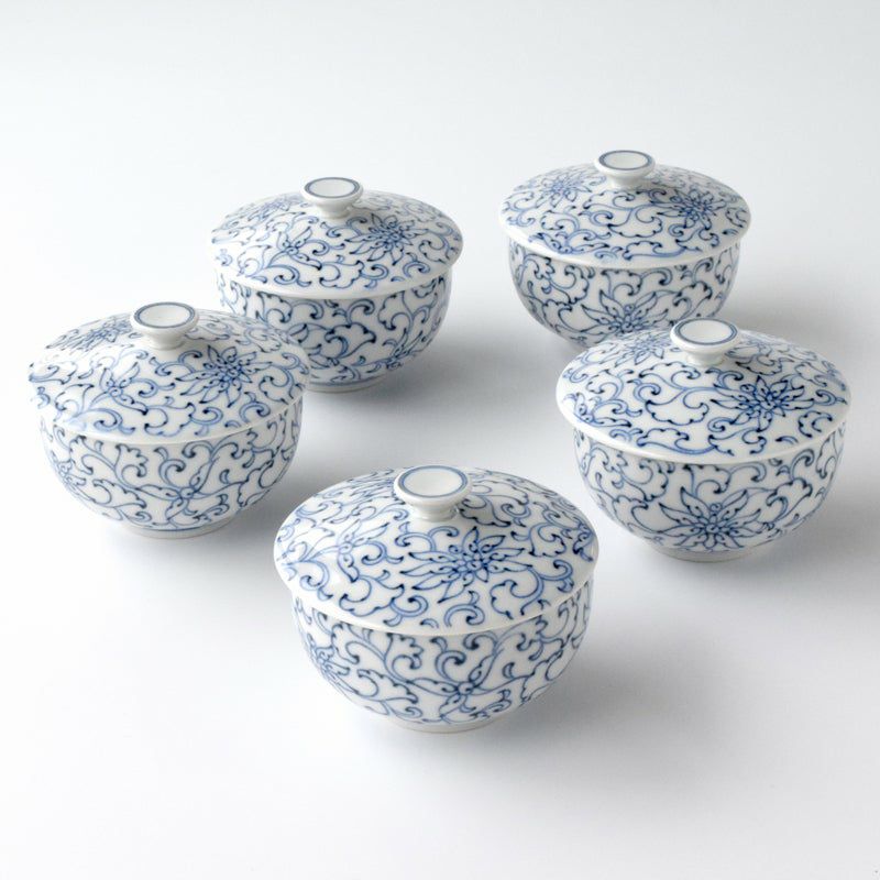 京唐草（きょうからくさ） 京唐草 お茶呑茶碗（桐箱入）〈5客〉 瀬戸焼