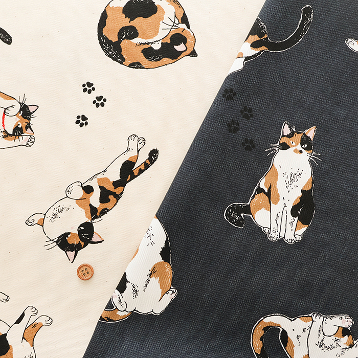 コットンオックスプリント生地 三毛猫生地の通販|ノムラテーラー