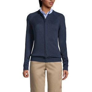 Lands' End Women's Cotton Modal Zip-Front Cardigan Sweater - Large