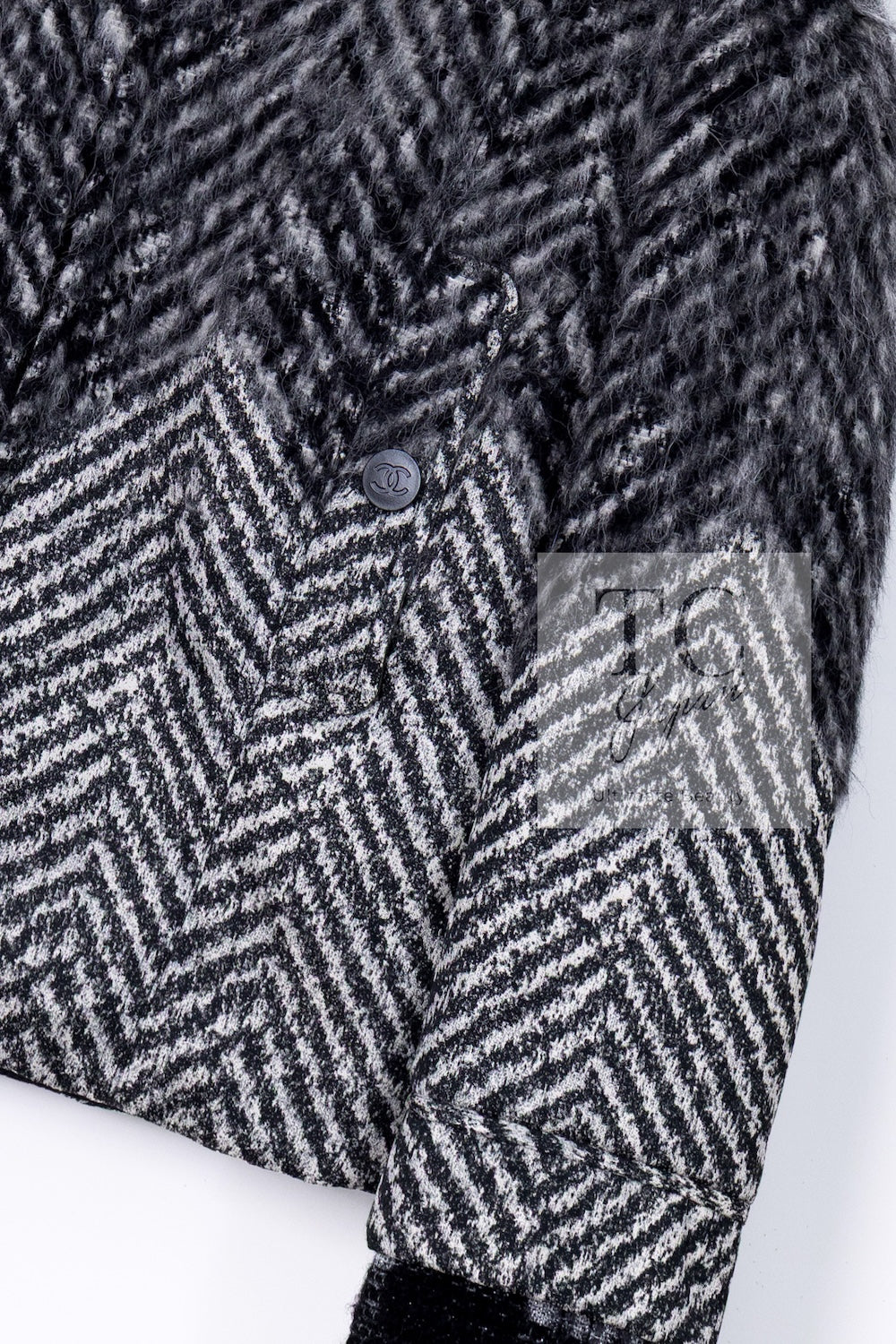 シャネル ジャケット CHANEL グレー ブラック ヘリンボーン チェック