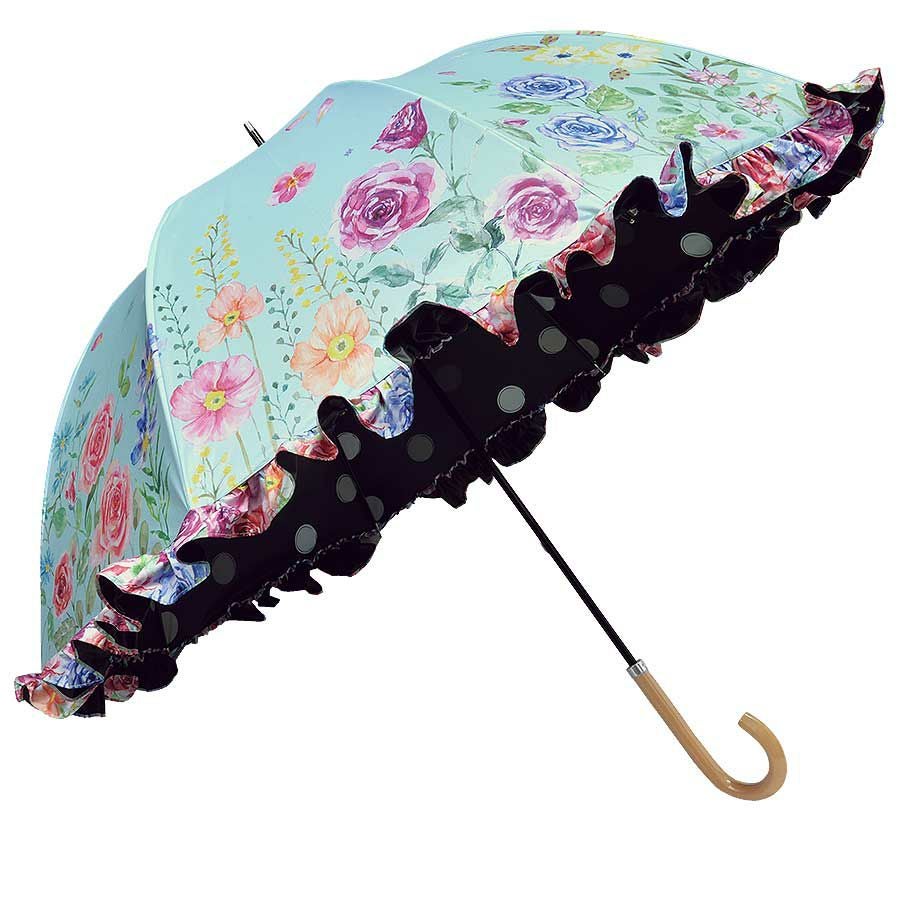 カサノヴァ 晴雨兼用長傘 (フリル付)(フラワーブルー) / Think Bee