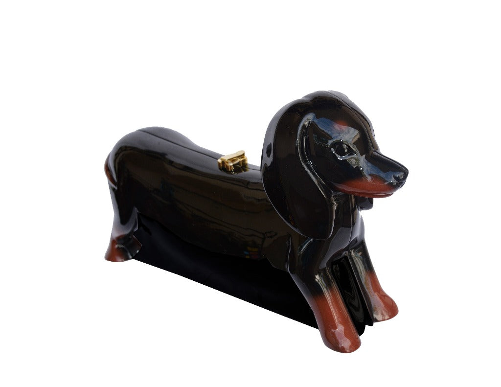 Doxie Daschund Acacia Wood Lacquer Handbag – Timmy Woods Beverly Hills