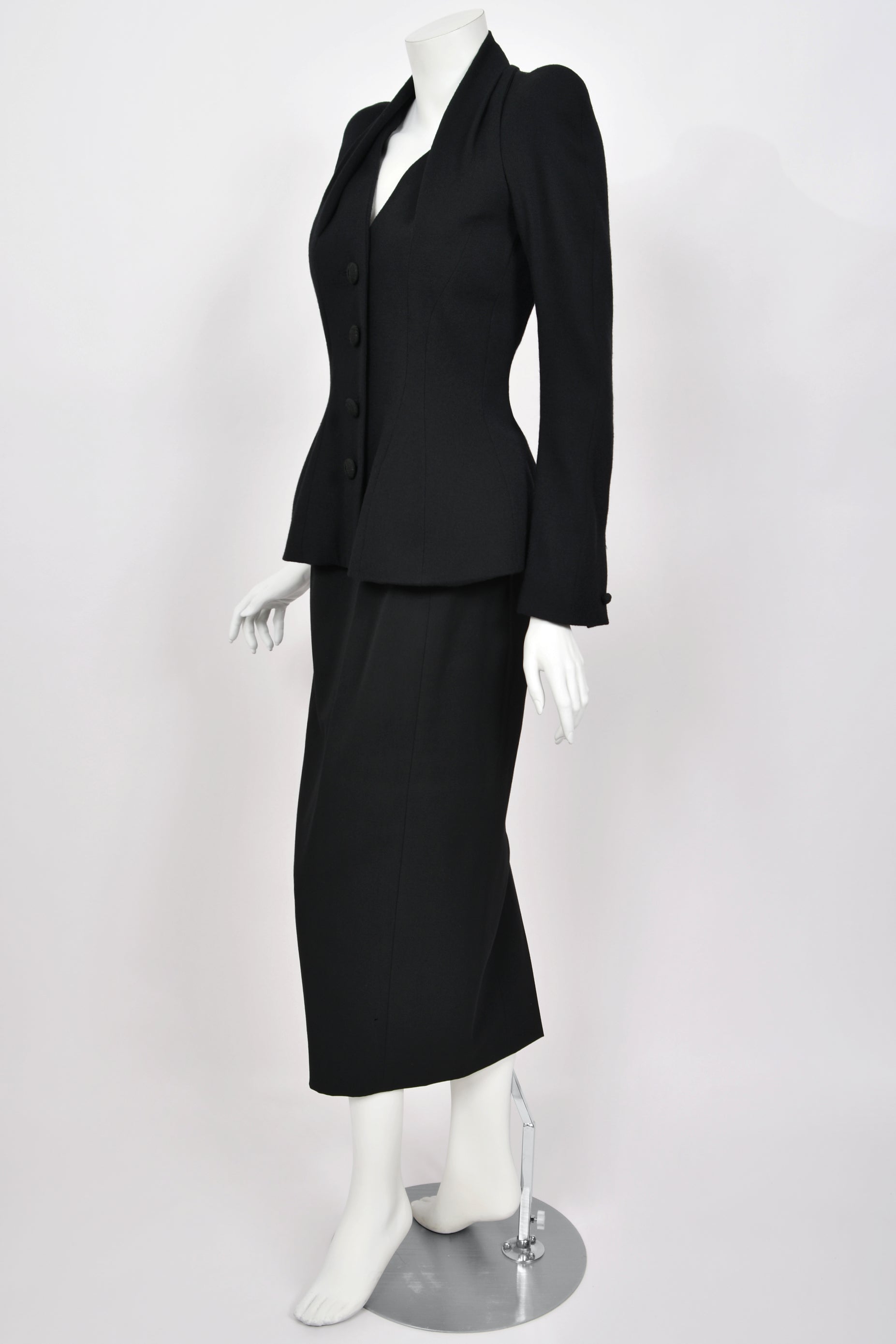1995 John Galliano 'Dolores' Collection Black Wool Peplum Jacket