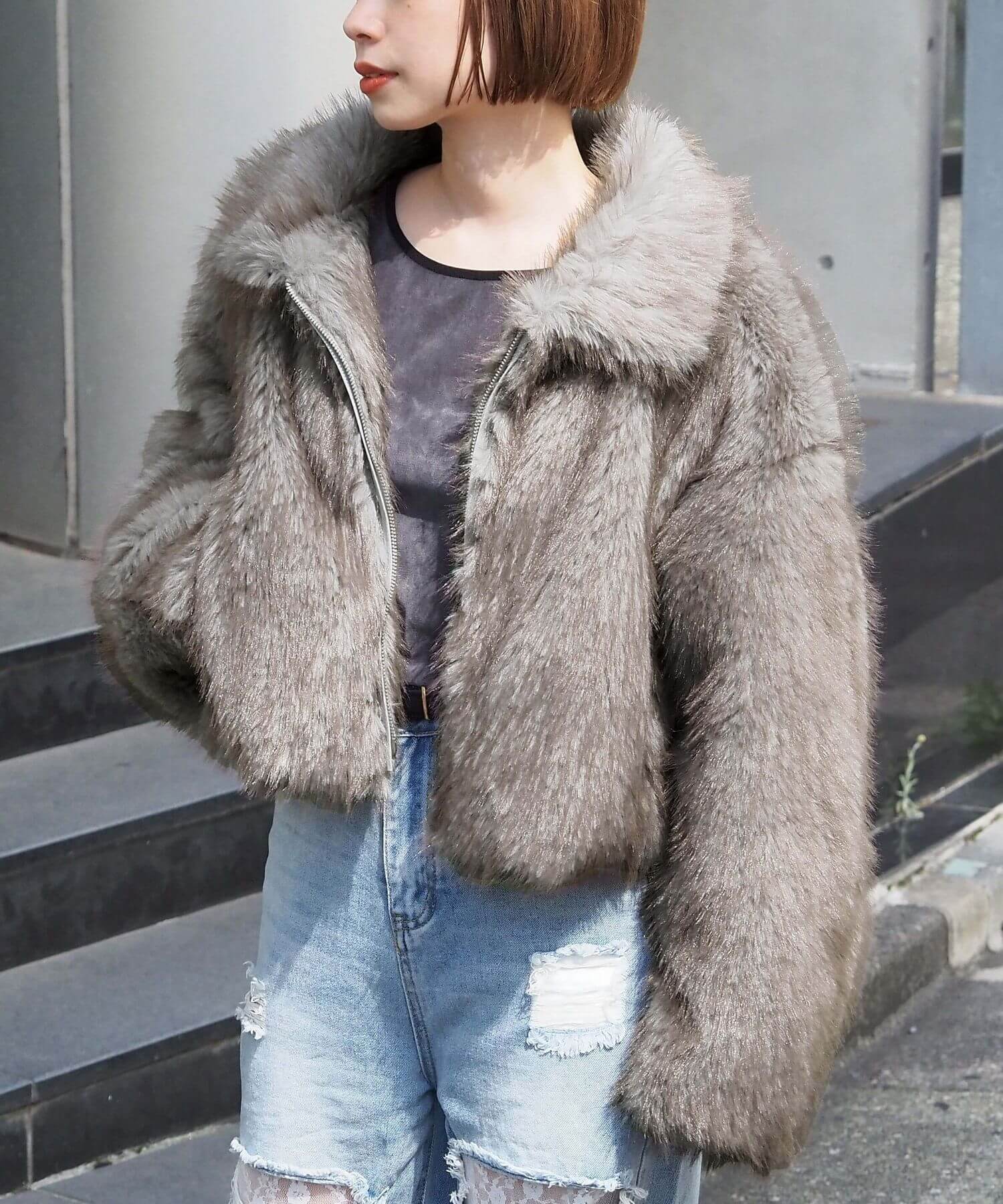 tiptop+pocket ティップトッププラスポケット / ミックスファーブルゾン