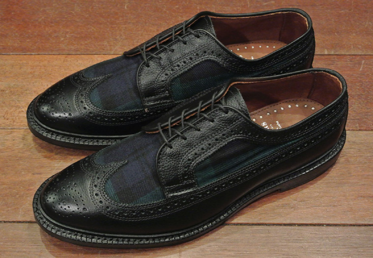 ブルックスブラザーズ グレインレザー×ウールタータン ウィングチップ