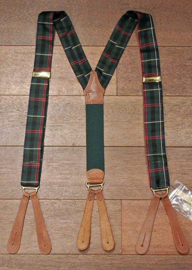 ポロラルフローレン シルク タータンチェック サスペンダー アメリカ製