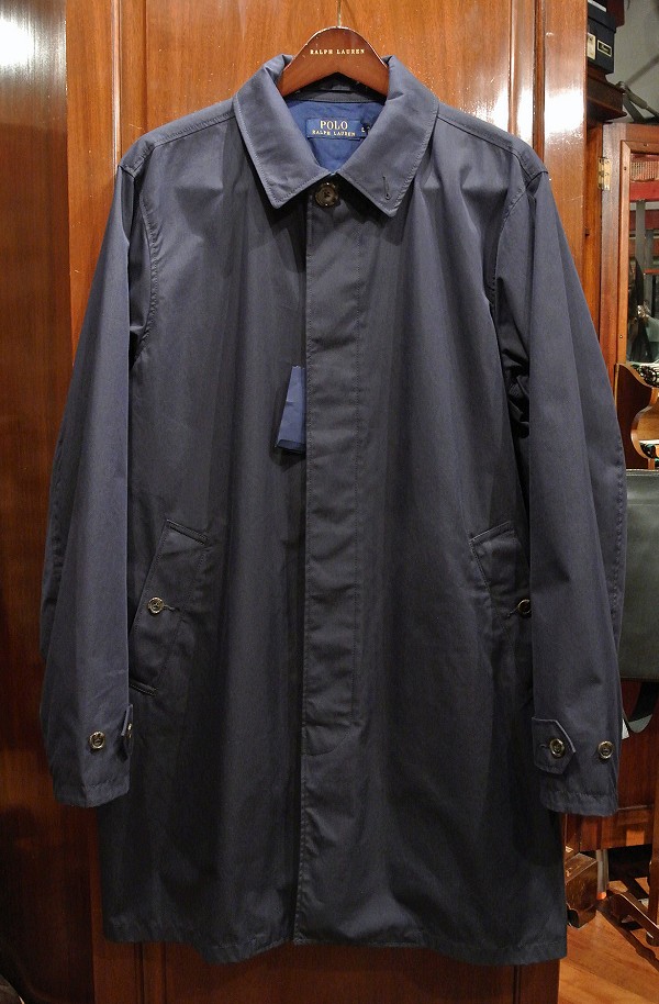 ポロラルフローレン コットン×ナイロン ステンカラーコート (NAVY/L