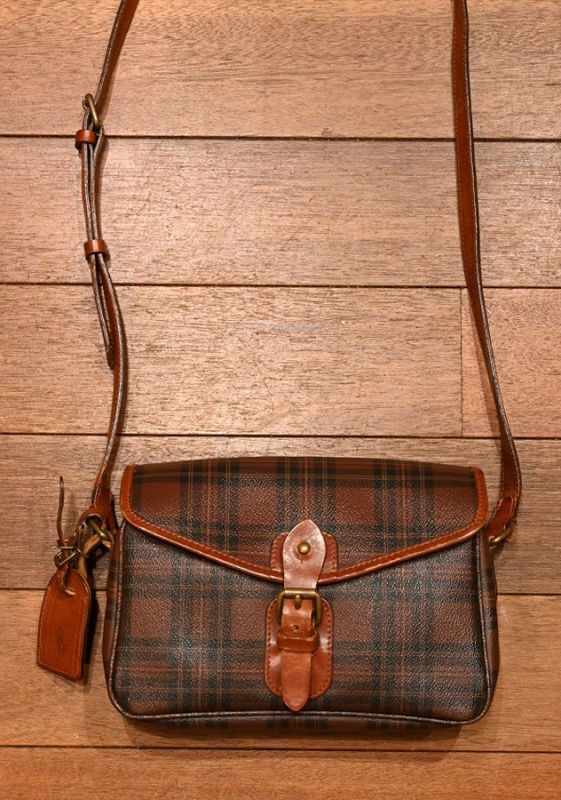 USED) 90s ポロラルフローレン PVC×レザー タータンチェック柄の