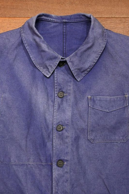 40s USED/VTG フレンチ ワークジャケット Vポケット 丸襟 コットン