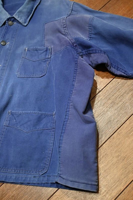 40s USED/VTG フレンチ ワークジャケット Vポケット コットンツイル