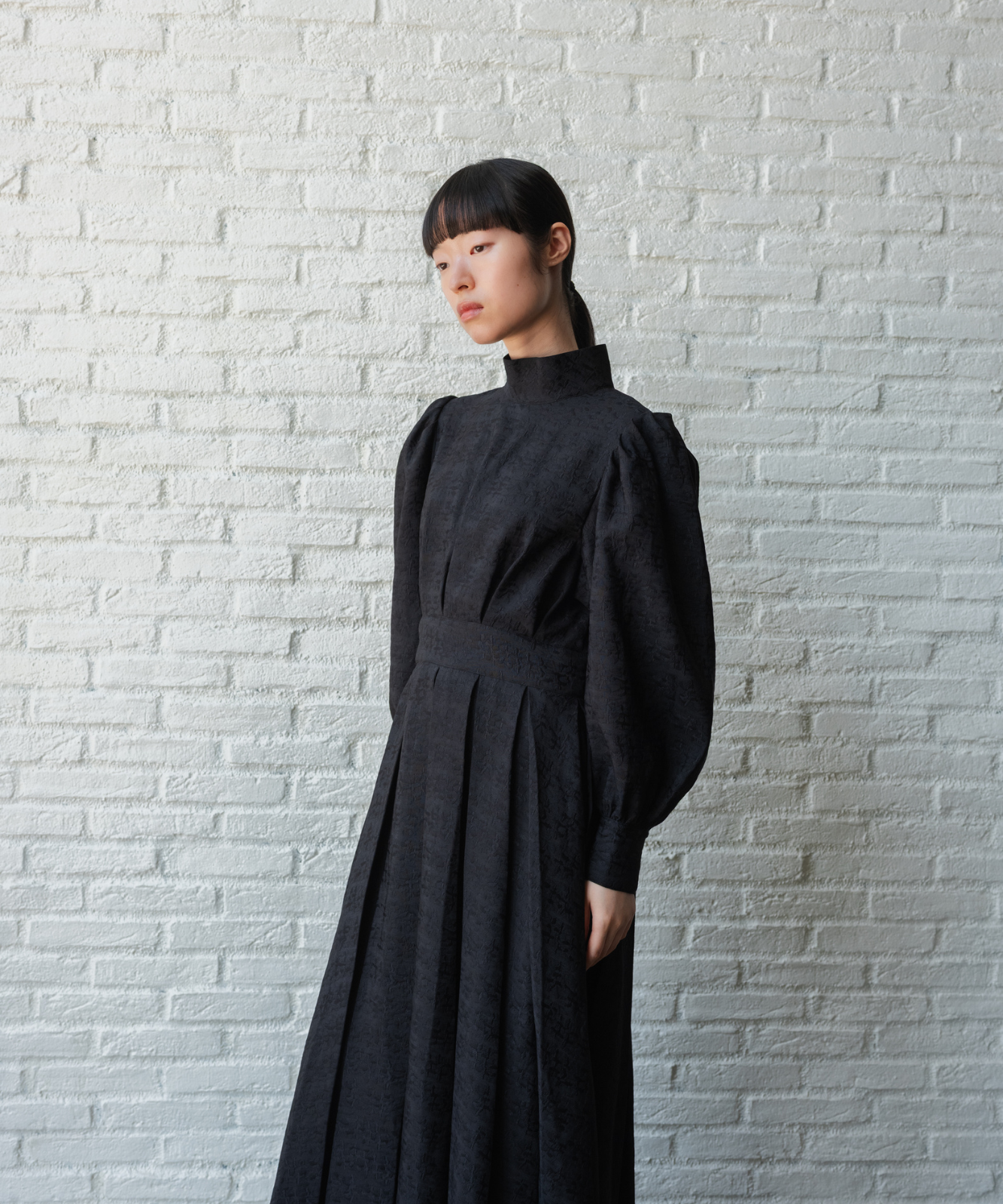 ≪通常販売≫【THE DRESS #50】high neck tuck jacquard onepiece