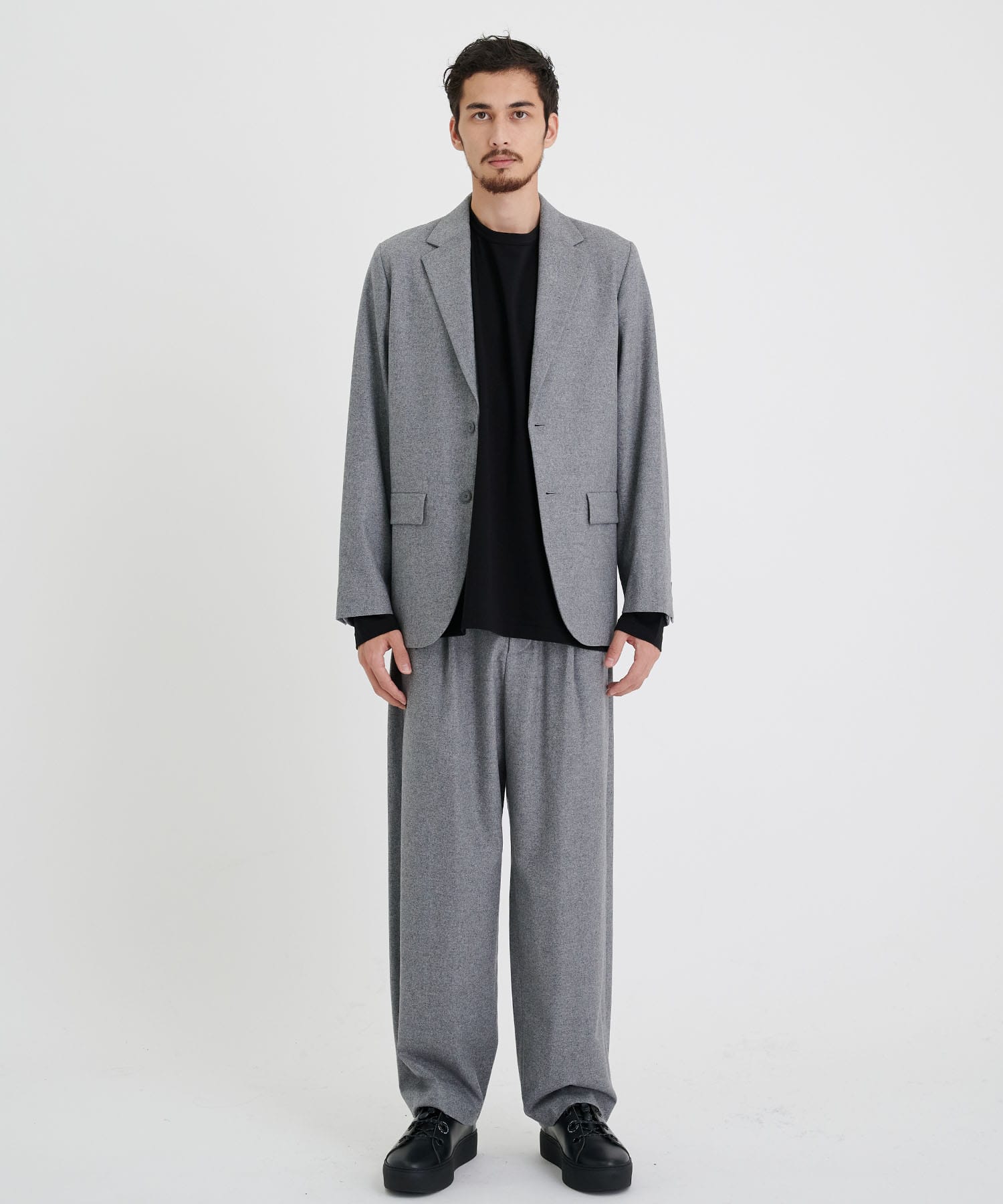 MERINO COLLEGE FLANNEL TAILORED JACKET | ATON