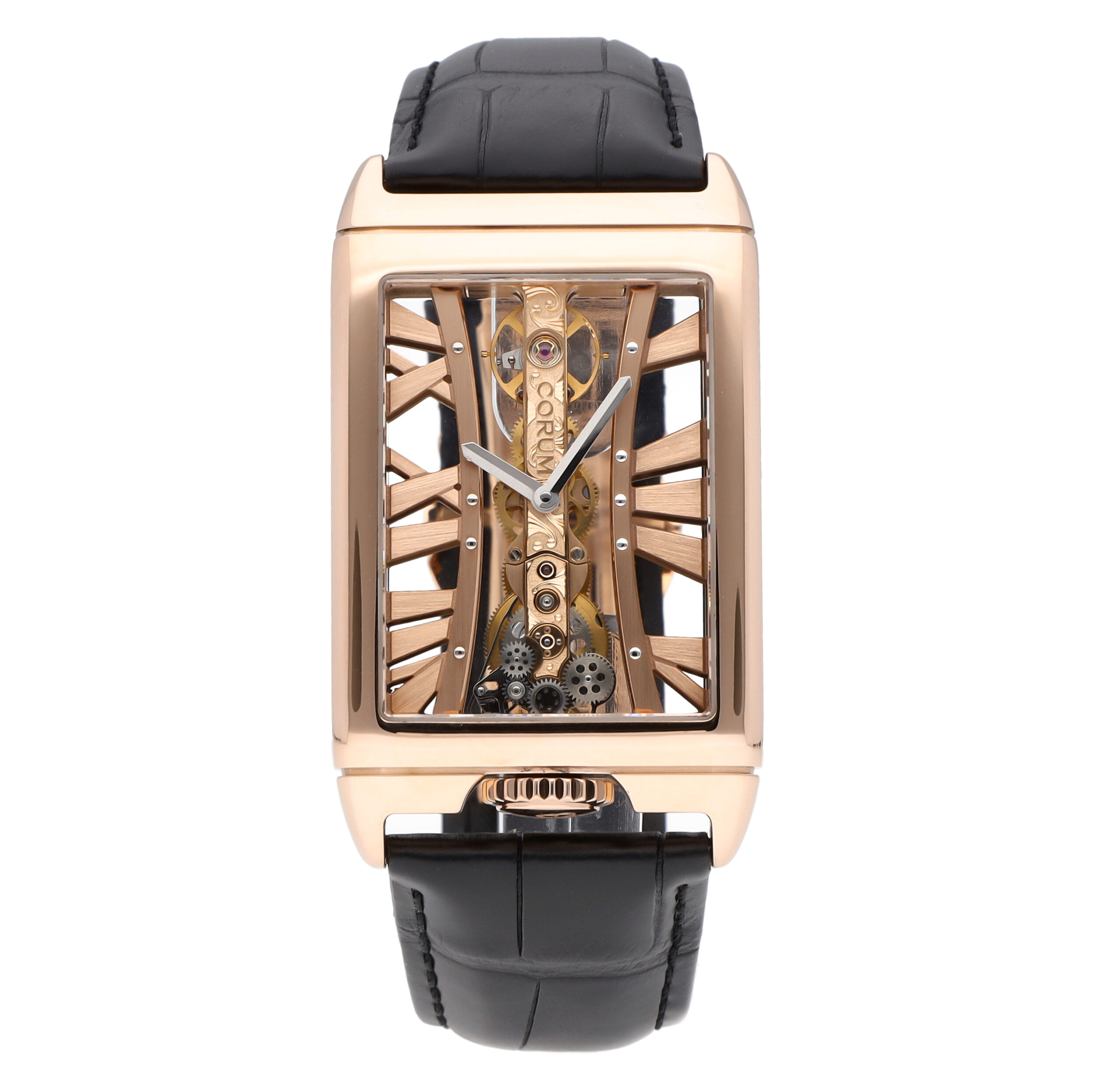 Corum Golden Bridge Rectangular 18k Rose Gold Manual-Wind Men's