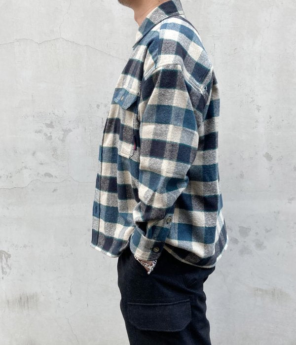 DESCENDANT/VANING CHECK LS SHIRT (NAVY)